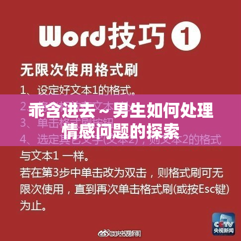乖含进去～男生如何处理情感问题的探索