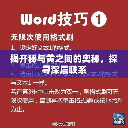揭开秘与黄之间的奥秘，探寻深层联系