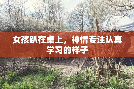 女孩趴在桌上，神情专注认真学习的样子