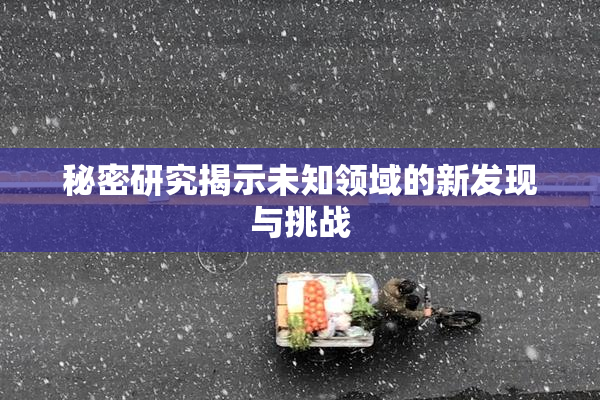 秘密研究揭示未知领域的新发现与挑战