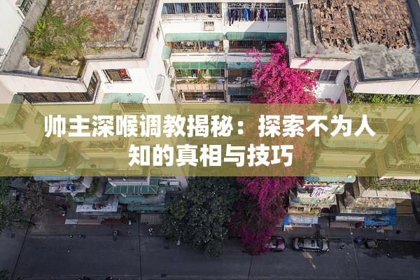 帅主深喉调教揭秘：探索不为人知的真相与技巧