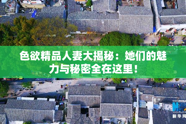 色欲精品人妻大揭秘：她们的魅力与秘密全在这里！