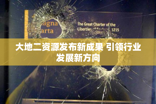 大地二资源发布新成果 引领行业发展新方向