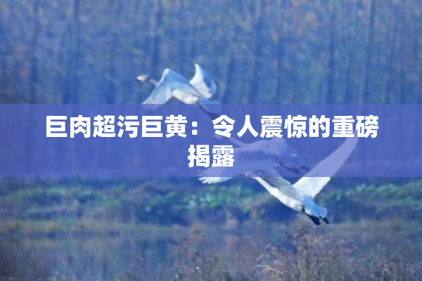 巨肉超污巨黄：令人震惊的重磅揭露