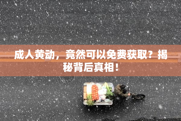 成人黄动，竟然可以免费获取？揭秘背后真相！
