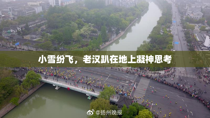 小雪纷飞，老汉趴在地上凝神思考