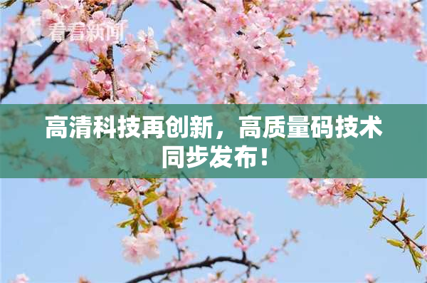 高清科技再创新，高质量码技术同步发布！