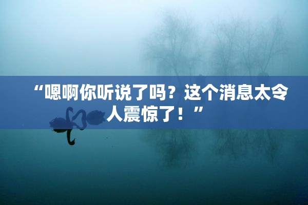 “嗯啊你听说了吗？这个消息太令人震惊了！”